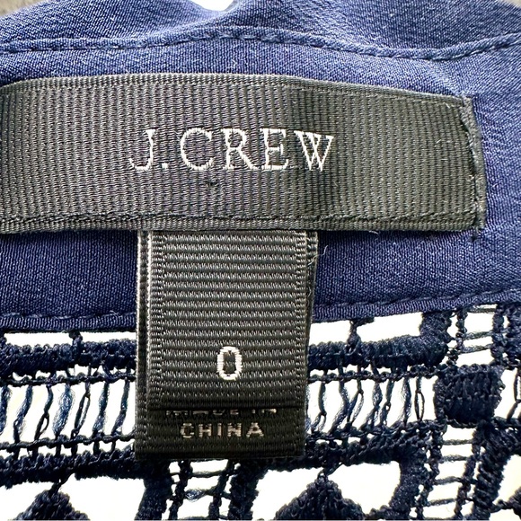 J. CREW Navy Blue Geometric Lace Button-Down Collared Long Sleeve Top - Picture 8 of 9